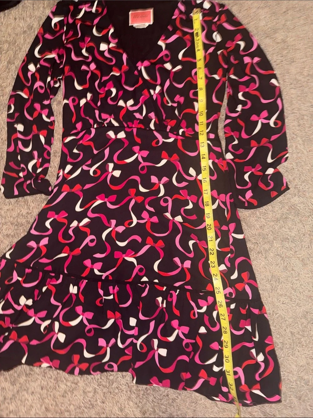 kate spade Black Dress with Pink and Red Abstract Ribbon Print